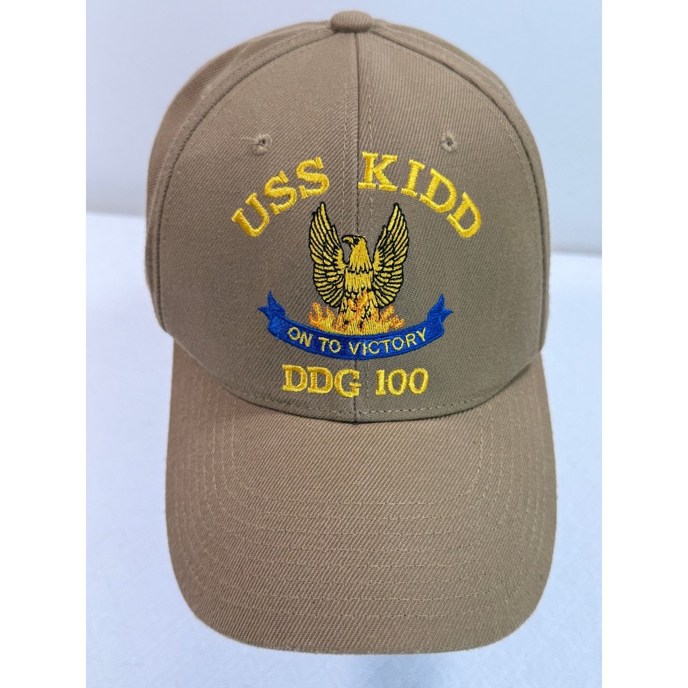 The Corps Hat Men OSFA USS Kidd DDG 100 Tan Military Navy Embroidered EUC Gift